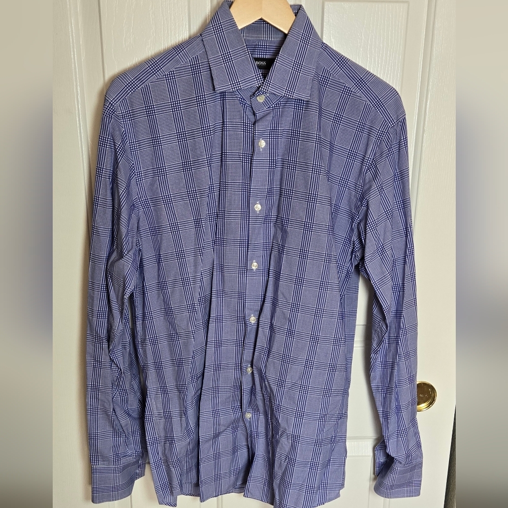 Boss Men's Blue Checkered Shirt